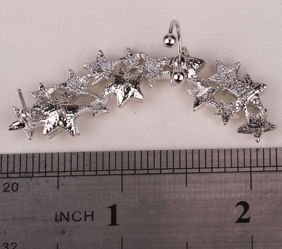 Star left ear wrap cuff clip earrings for women gold silver color austrian crystal punk jewelry