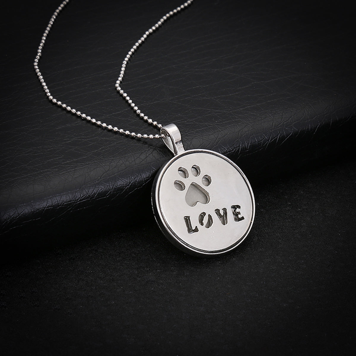 Steampunk Glow In the Dark Necklace Silver Color Luminous Stone Locket Cat Dog Paw Pets Pendant Choker Pendant Necklace Jewelry