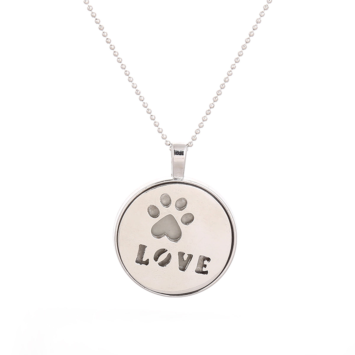 Steampunk Glow In the Dark Necklace Silver Color Luminous Stone Locket Cat Dog Paw Pets Pendant Choker Pendant Necklace Jewelry