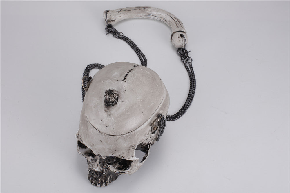 New Unisex Halloween White Skull Bags Women Resin Black Rock Messenger Bag Gothic Retro Crown Cross-Body Shoulder Bags