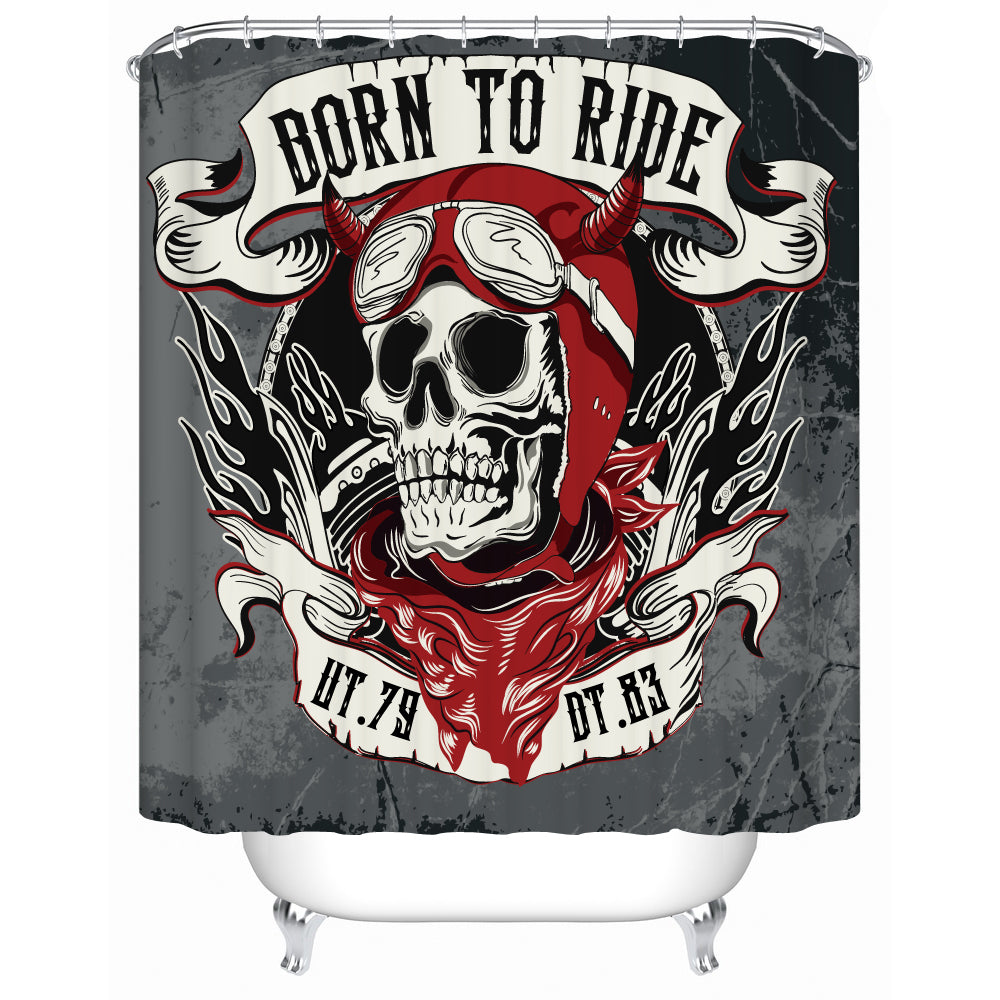 Sugar Skull Flower Shower Curtain for Halloween Bathroom Decor Polyester Fabric Print Curtain for Home Decor Art Skull Design