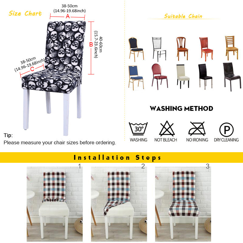 Sugar Skull Printing Stretch Chair Cover Elastic Seat Chair Covers for Kitchen