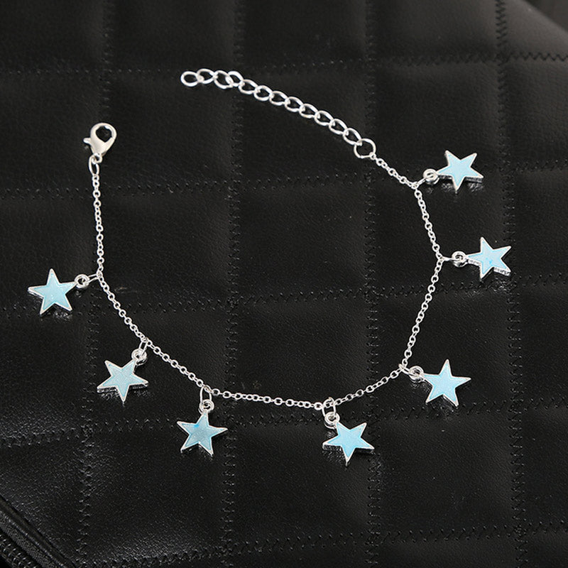 Summer Luminous Ankle Heart Star Pendant Bracelet Sandal Sexy Beach Leg Chain Women Anklets Jewelry