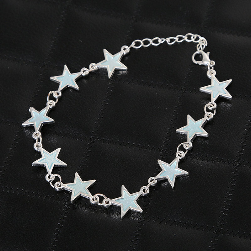 Summer Luminous Ankle Heart Star Pendant Bracelet Sandal Sexy Beach Leg Chain Women Anklets Jewelry