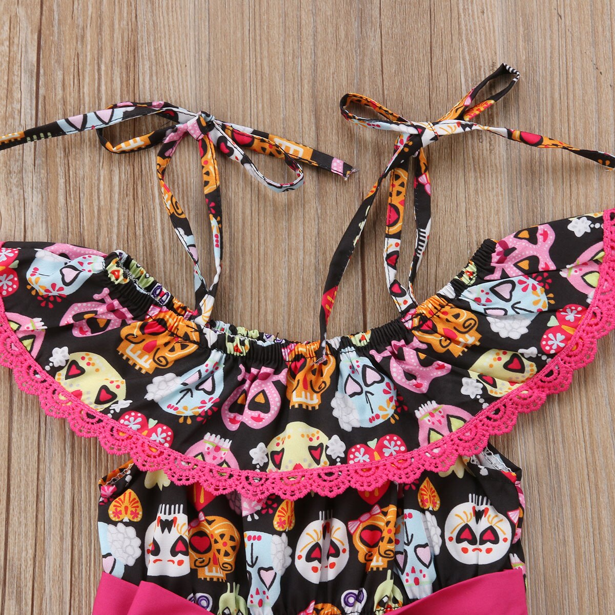 Sweet Baby Kids Girls Lace Cartoon Skull Party Pageant Tutu Dress