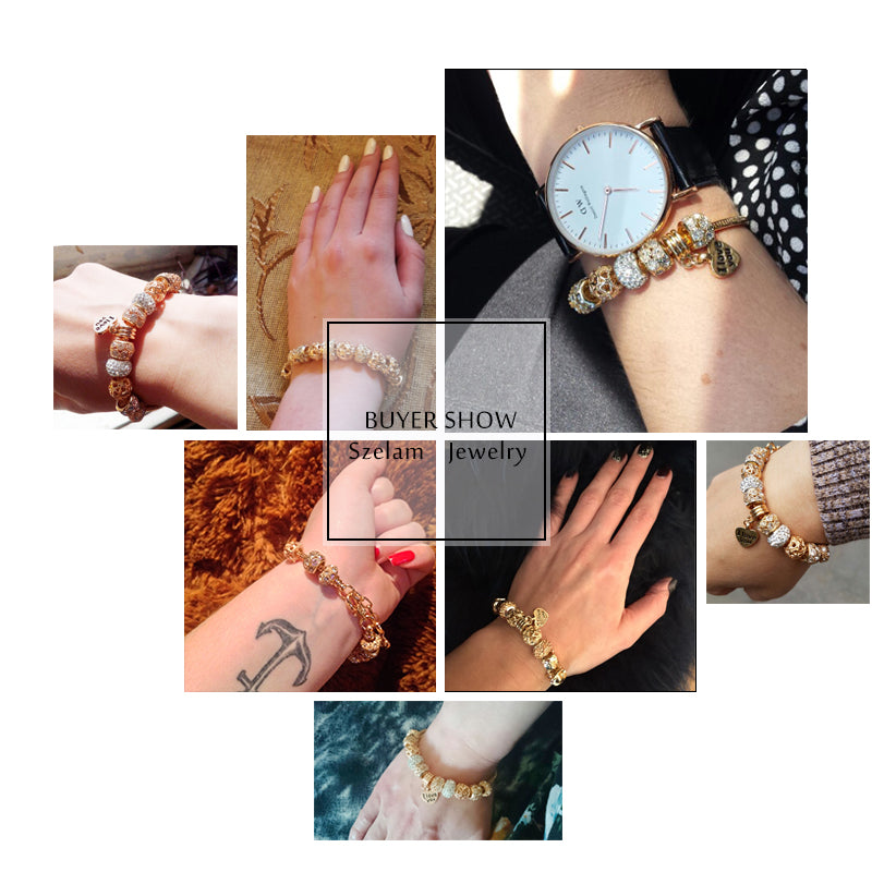 Luxury Crystal Heart Charm Bracelets & Bangles Gold Bracelets For Women Jewellery Pulseira Feminina