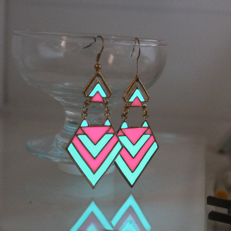 THE Triangle arrow Ear Cuff GLOW in the DARK Geometric shape Ear Stud Colors arrow Earring Clip Earrings WOMEN