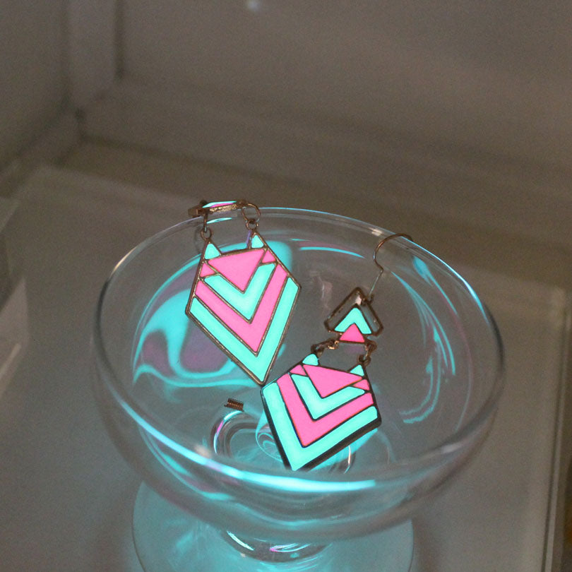 THE Triangle arrow Ear Cuff GLOW in the DARK Geometric shape Ear Stud Colors arrow Earring Clip Earrings WOMEN