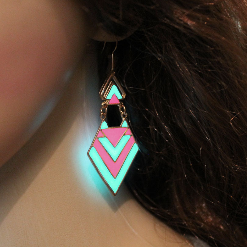THE Triangle arrow Ear Cuff GLOW in the DARK Geometric shape Ear Stud Colors arrow Earring Clip Earrings WOMEN
