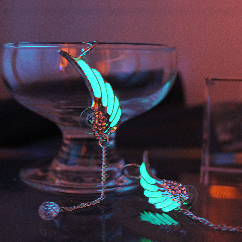Ear Cuff Ear Cuff GLOW in the DARK diamante Wings feather Ear clip earrings Stud Earring Clip Earrings WOMEN girl gift