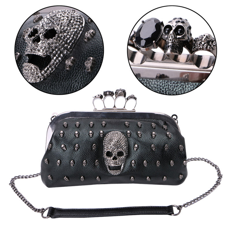 Women Girl Lady Skull Rivet Shoulder Bag Handbag Crossbody Satchel Tote Purse