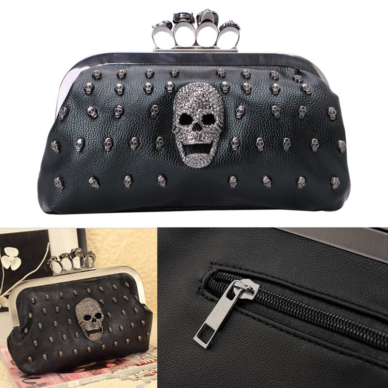 Women Girl Lady Skull Rivet Shoulder Bag Handbag Crossbody Satchel Tote Purse