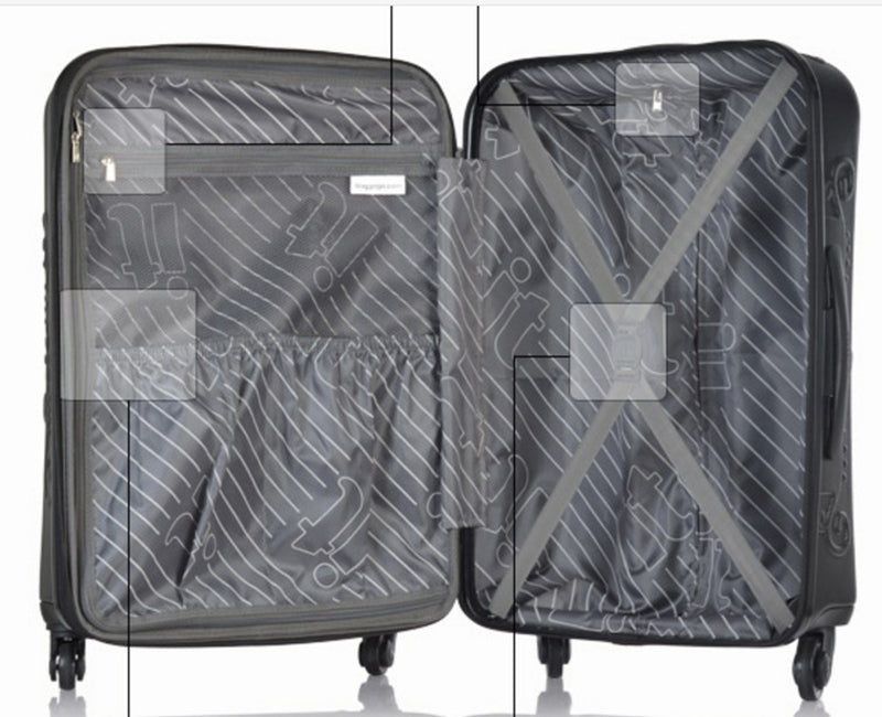 TRAVEL TALE 20,24,28 Inch Spinner Wheel skull Travel Suitcase abs hardside trolley luggage