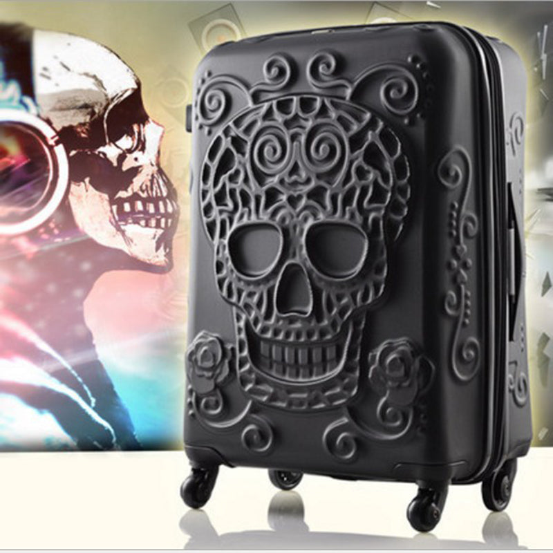 TRAVEL TALE 20,24,28 Inch Spinner Wheel skull Travel Suitcase abs hardside trolley luggage