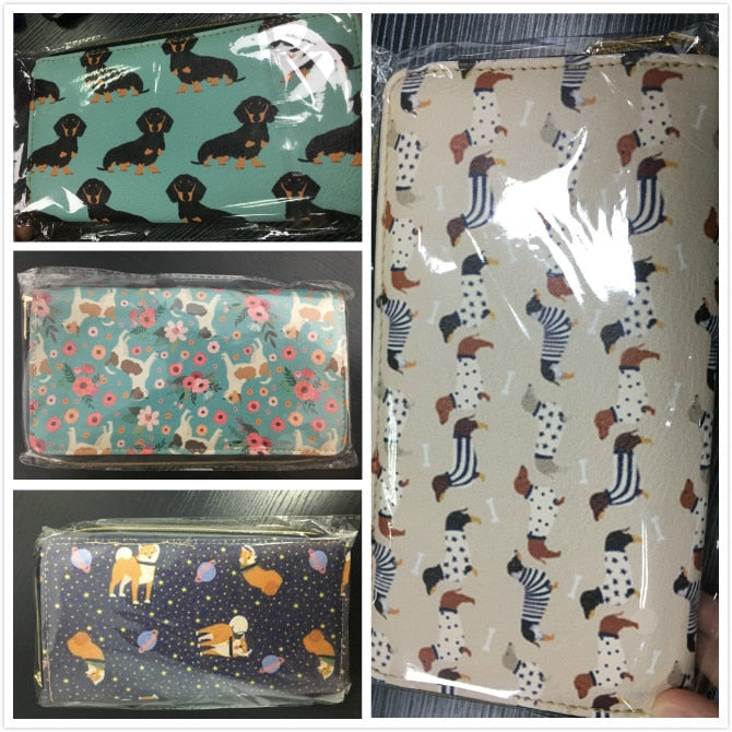 Women's Clutch Money Bags Sugar Skull Printing Long PU Leather