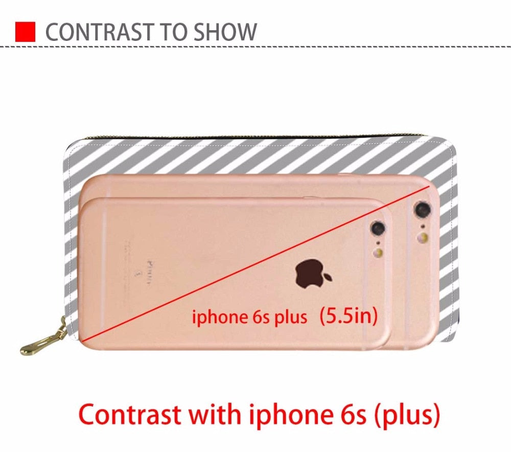 Women's Clutch Money Bags Sugar Skull Printing Long PU Leather