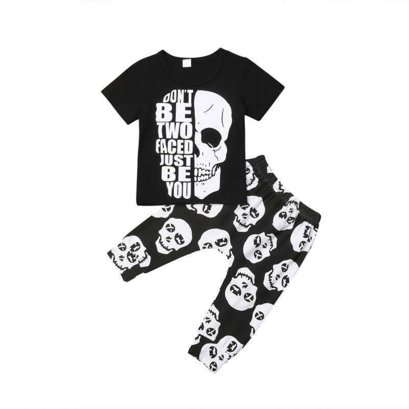 Toddler Kids Baby Boy Clothes Set Skull T Shirt Tops