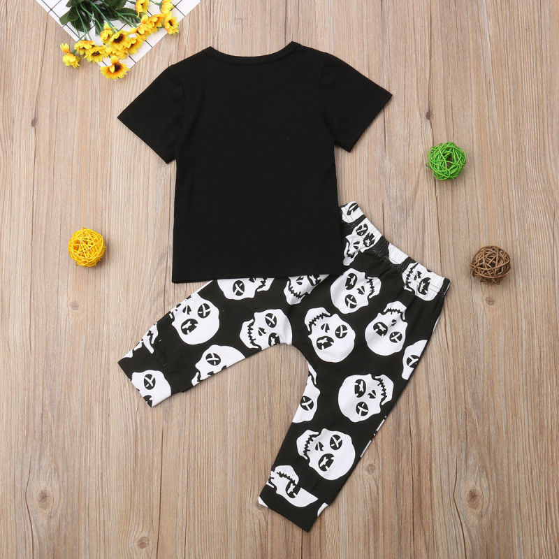 Toddler Kids Baby Boy Clothes Set Skull T Shirt Tops