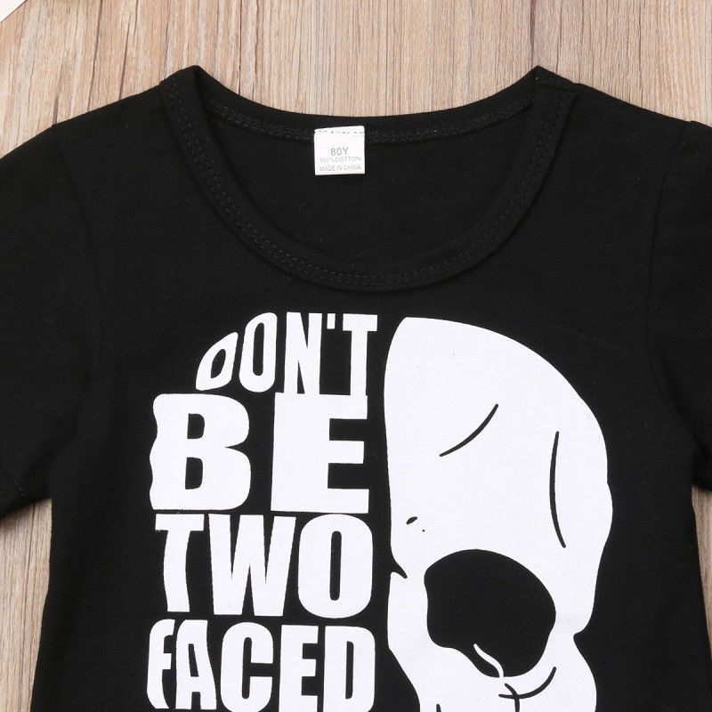 Toddler Kids Baby Boy Clothes Set Skull T Shirt Tops