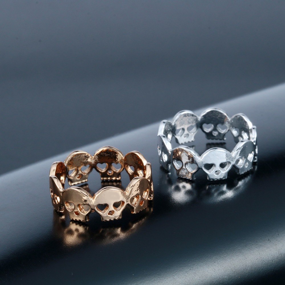 Gothic Men's Ring Skull Biker Zinc Alloy Male Ring for Women Personalized Punk Silver Gold Wedding Band