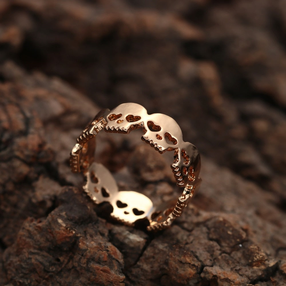 Gothic Men's Ring Skull Biker Zinc Alloy Male Ring for Women Personalized Punk Silver Gold Wedding Band