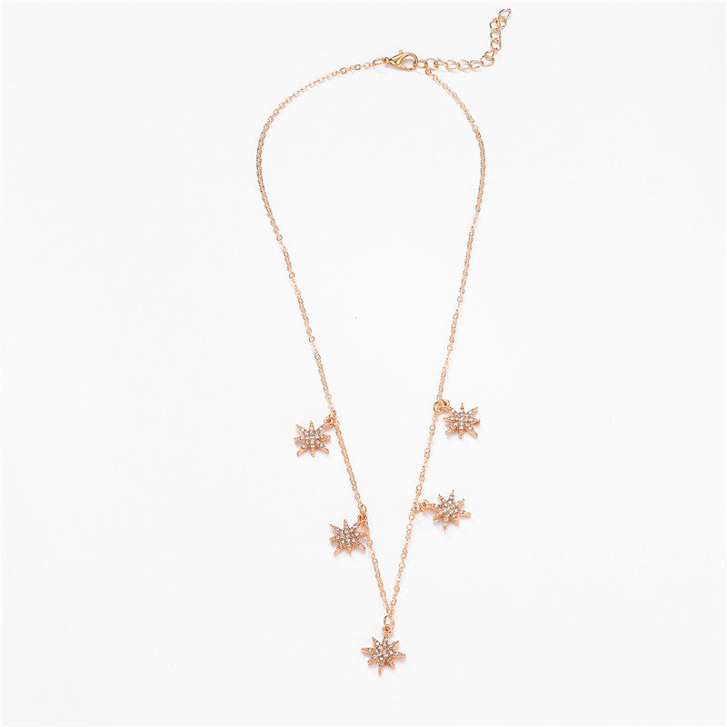 Trendy CZ Crystal Star Pendant Necklace Gold Silver Color Chain Choker Necklace for Women Jewelry Wedding Party Christmas Gift