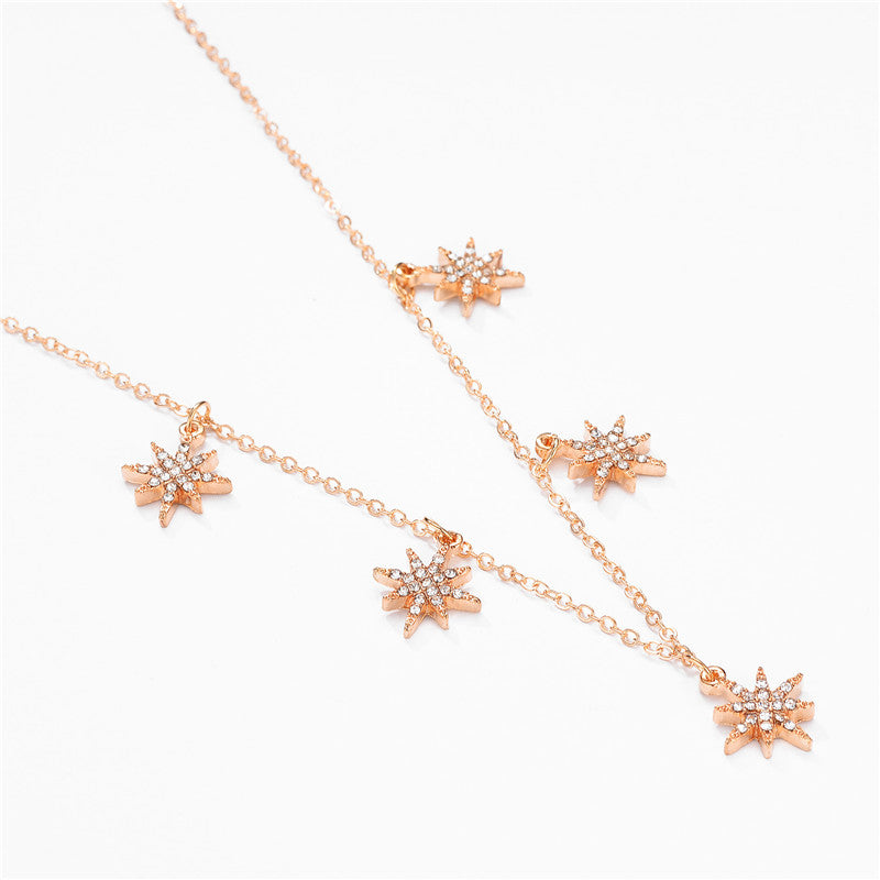 Trendy CZ Crystal Star Pendant Necklace Gold Silver Color Chain Choker Necklace for Women Jewelry Wedding Party Christmas Gift