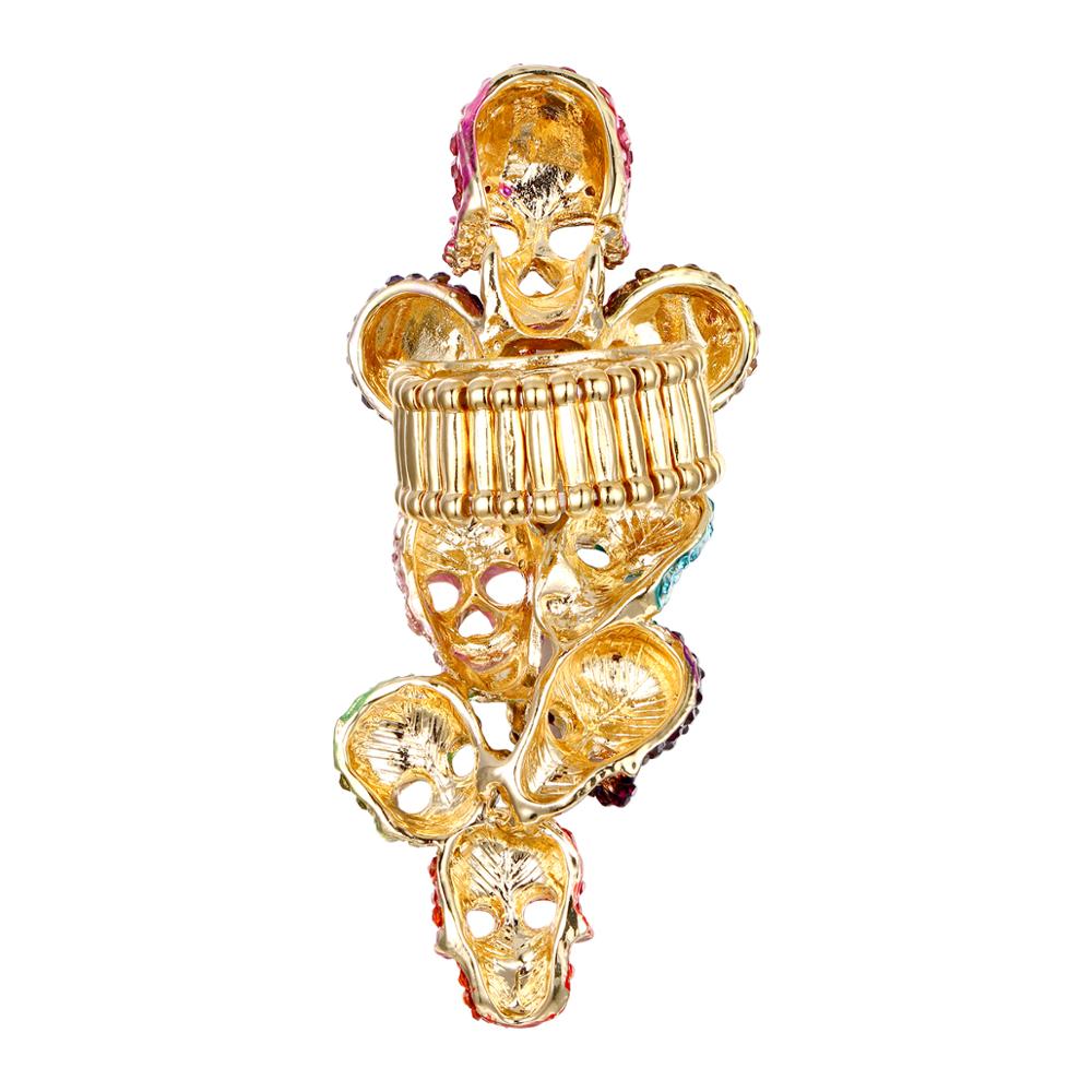 Tuliper Creative Halloween Skull Rings Multicolor Crystal Ring For Women Girl