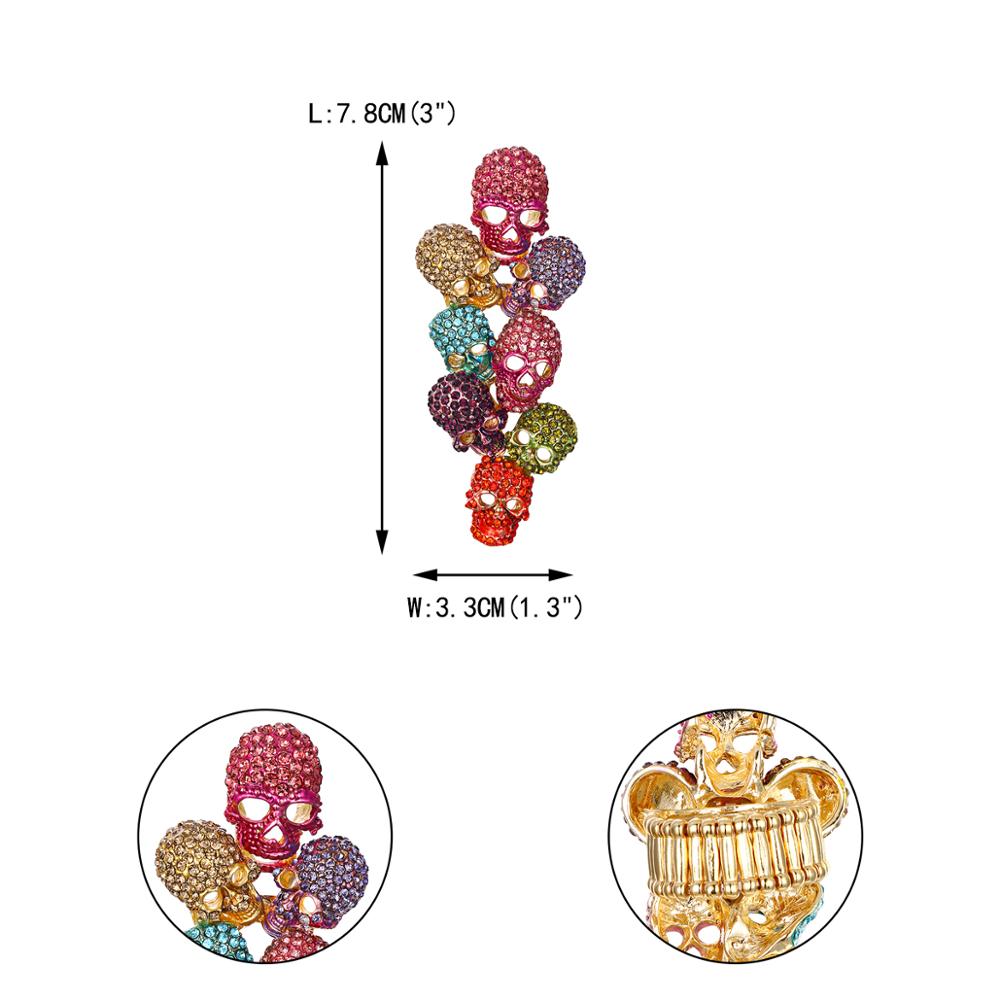 Tuliper Creative Halloween Skull Rings Multicolor Crystal Ring For Women Girl