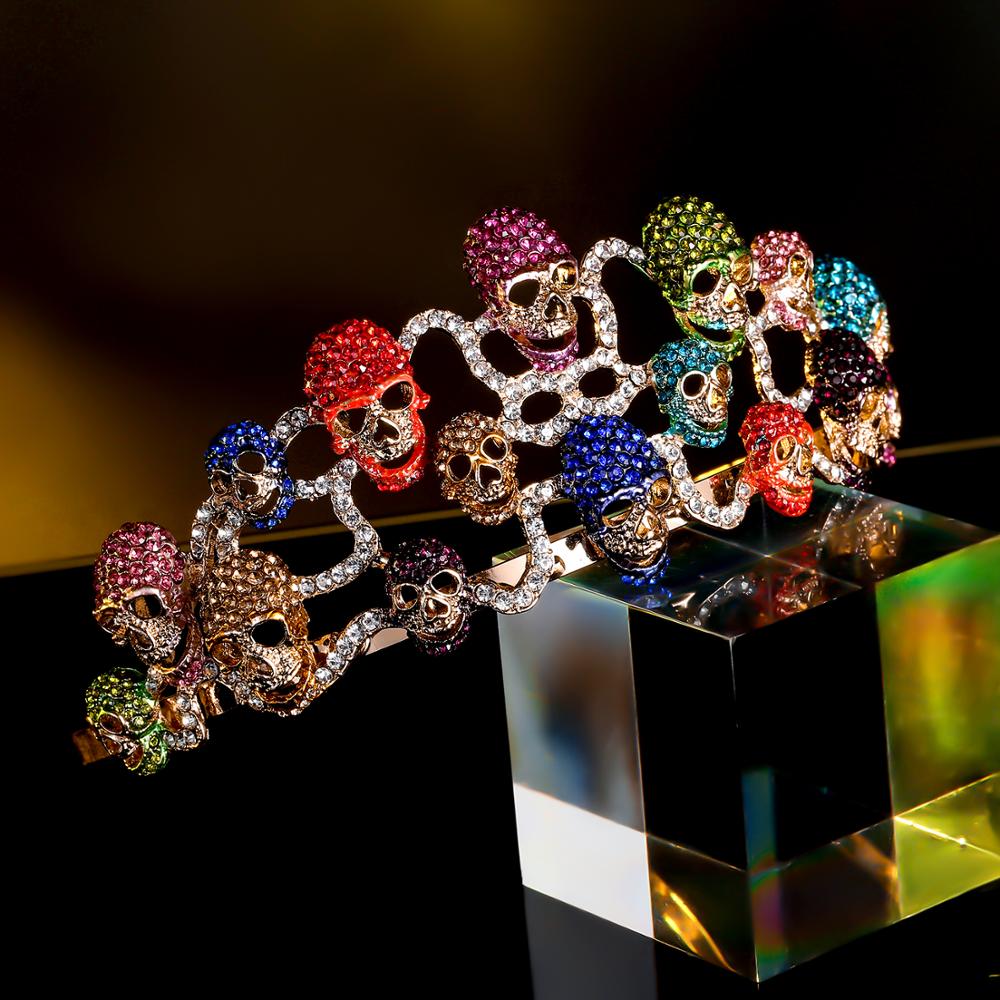 Halloween Skull Bone Skeleton Hairband Head Tiara Crown Crystal