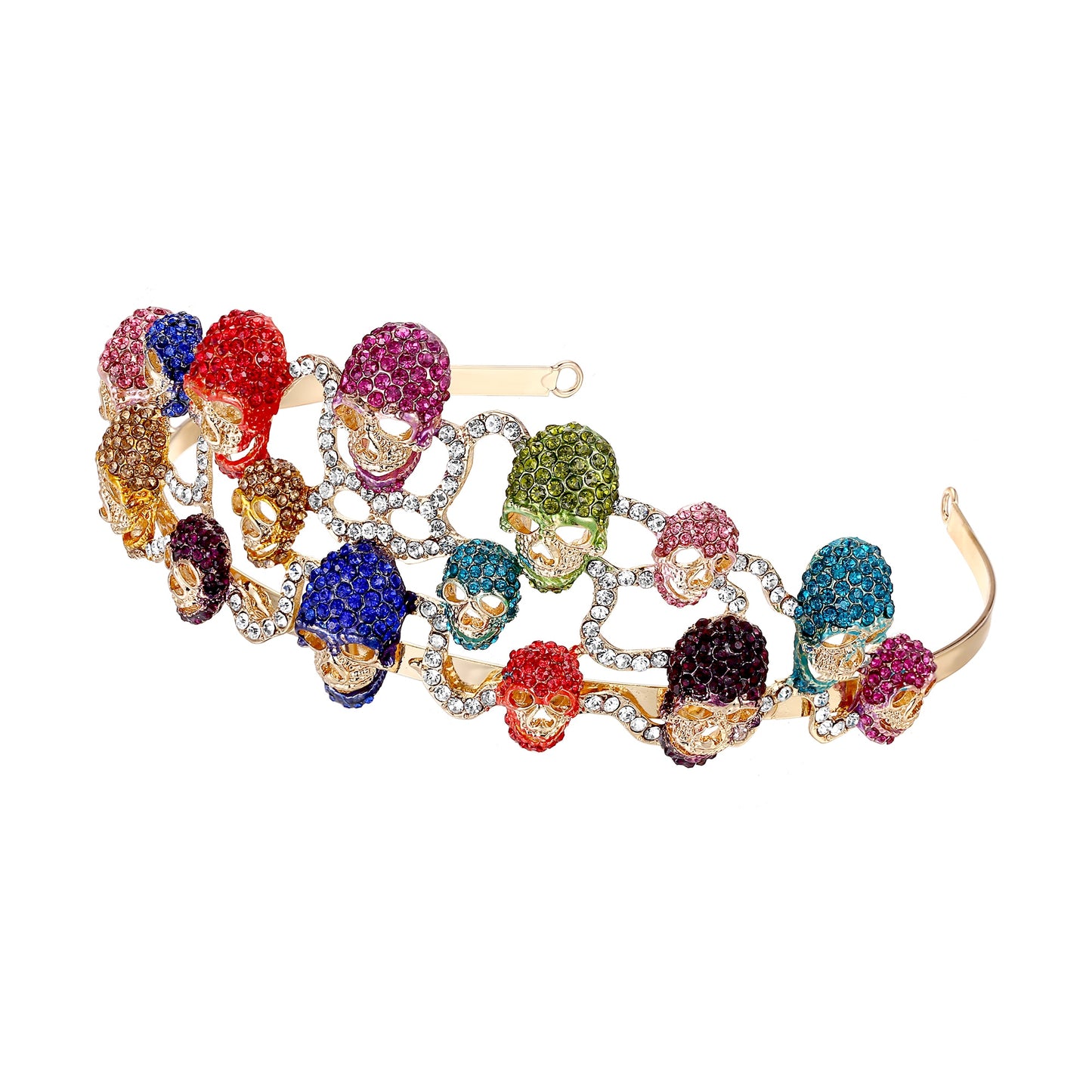 Halloween Skull Bone Skeleton Hairband Head Tiara Crown Crystal