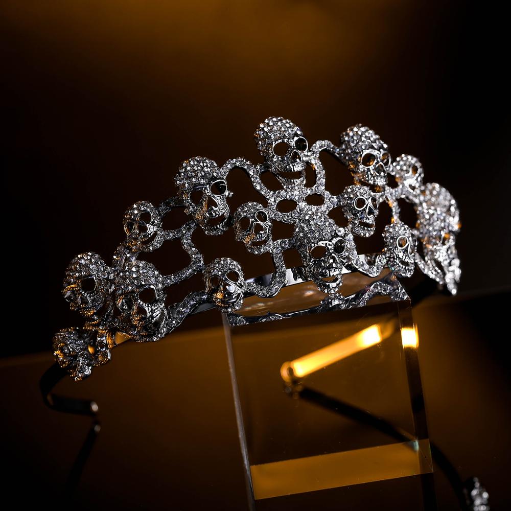 Halloween Skull Bone Skeleton Hairband Head Tiara Crown Crystal