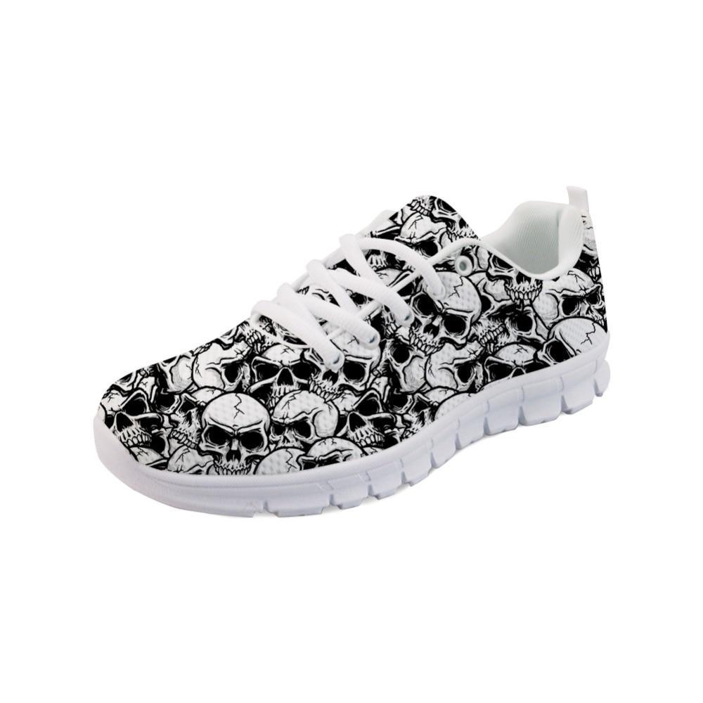 Spring Summer Flats Casual Shoes Classic Print Skull Women's Sneakers Comfort Ladies Mesh Shoes for Student Women