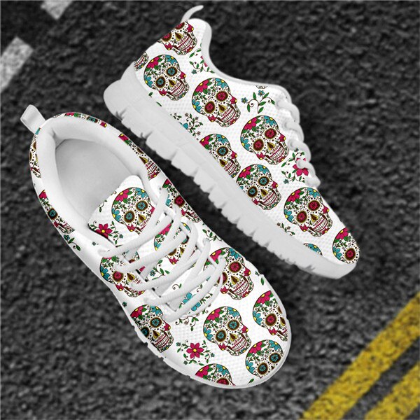 Brand Design Sugar Skull Printing Sneaker for Women Breathable Casual Outdoor