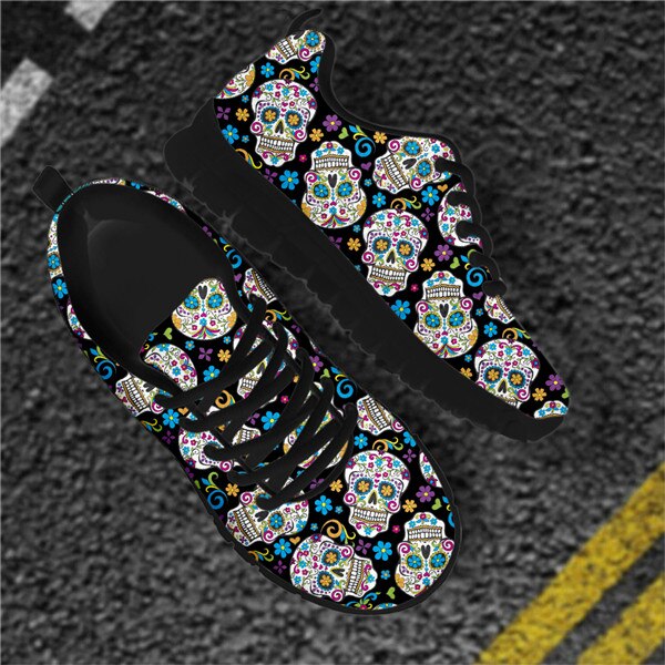 Brand Design Sugar Skull Printing Sneaker for Women Breathable Casual Outdoor
