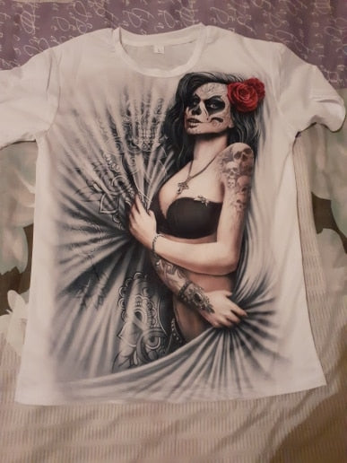 Sugar Skull T Shirts Fashion Short Sleeve Ghost Rider Cool T-shirt 3D Print