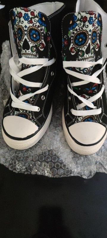 Flats casual shoes woman plus size canvas fabric high-top boots