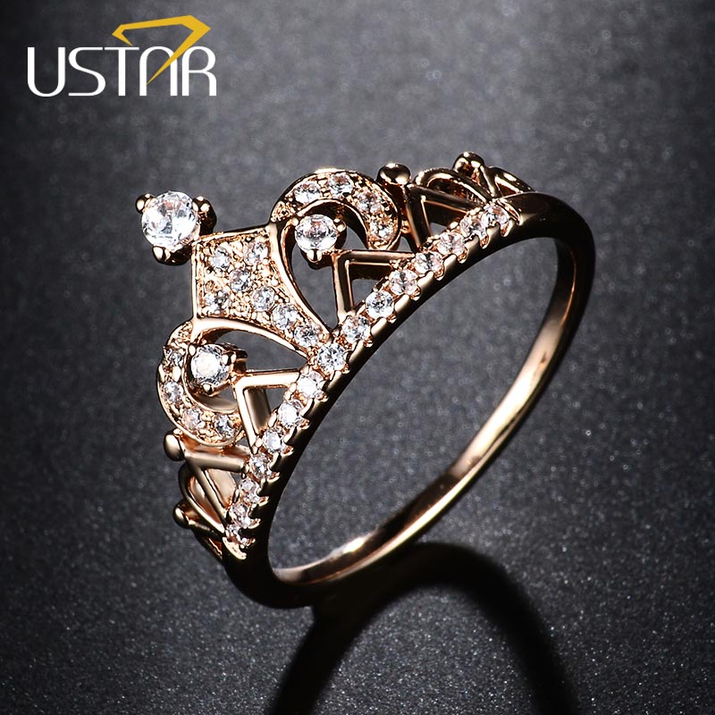 Princess Crown Rings for women AAA cubic zirconia micro pave setting engagement wedding rings female Anel accessories