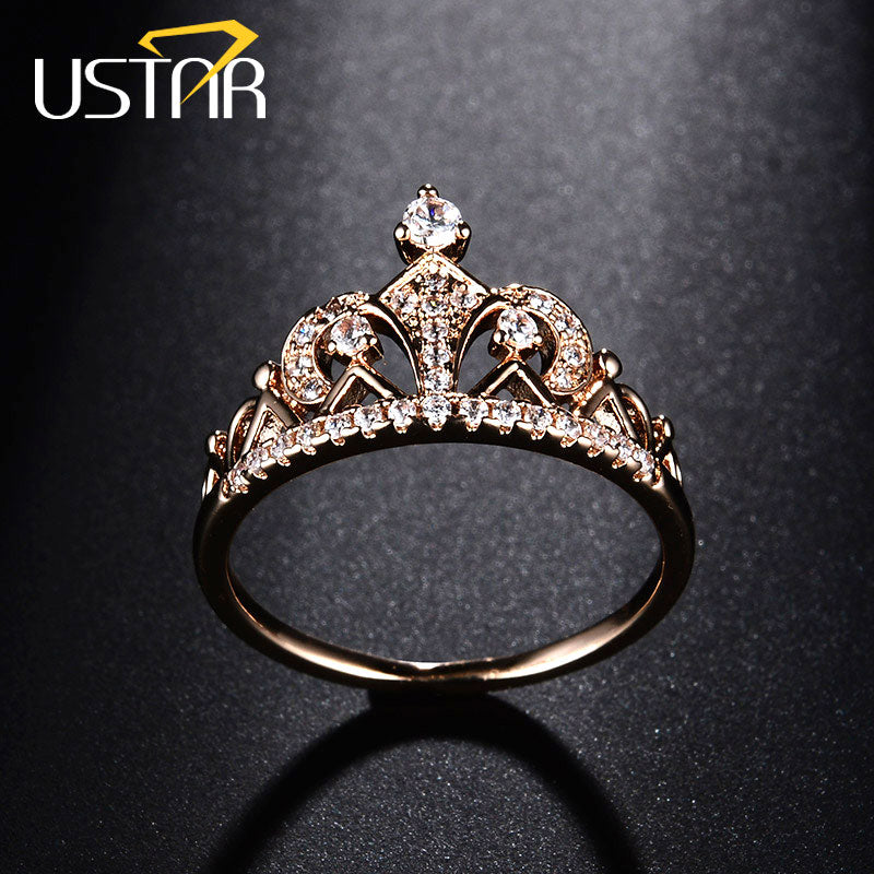 Princess Crown Rings for women AAA cubic zirconia micro pave setting engagement wedding rings female Anel accessories