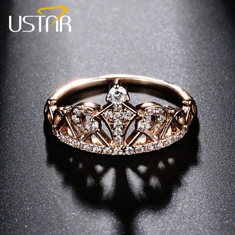 Princess Crown Rings for women AAA cubic zirconia micro pave setting engagement wedding rings female Anel accessories