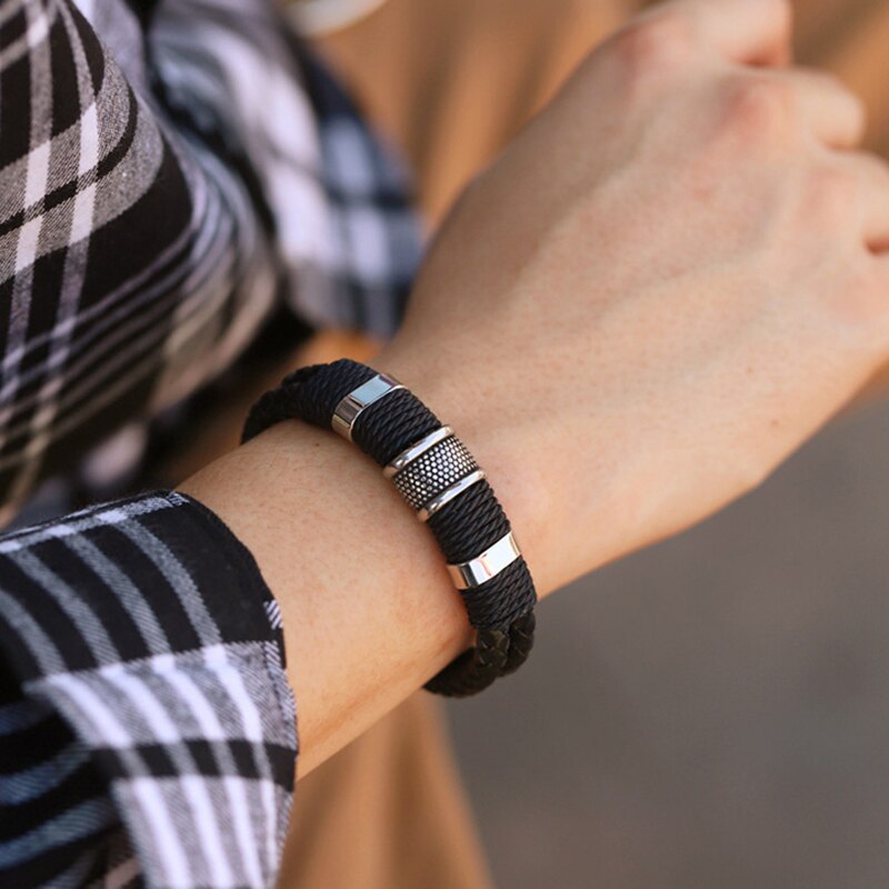 Mcllroy Genuine Leather Bracelet Men Homme Multi-layer Gold/steel/Black