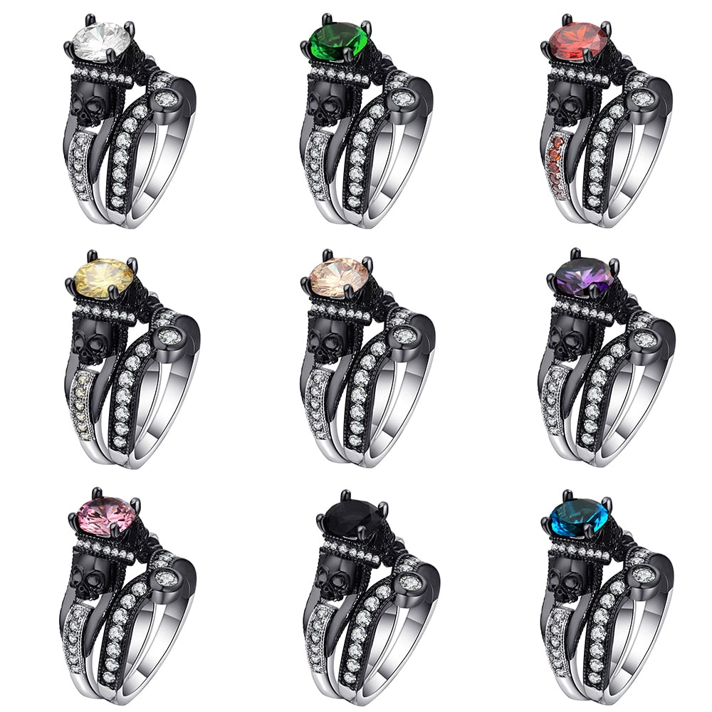 Skull Ring Set For Women Men