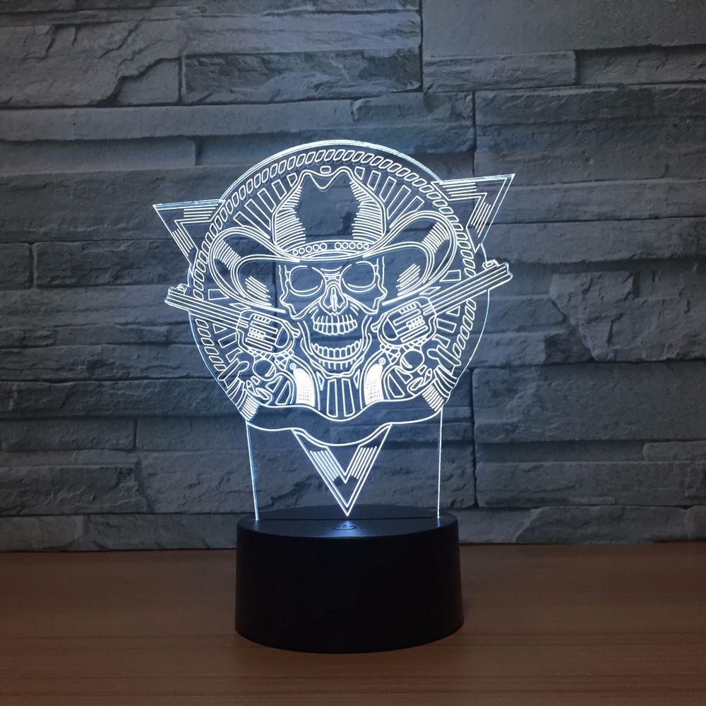 Skull 3d Light FixturesColorful Touch Acrylic Led Night Light 7 color change 3D Lamp