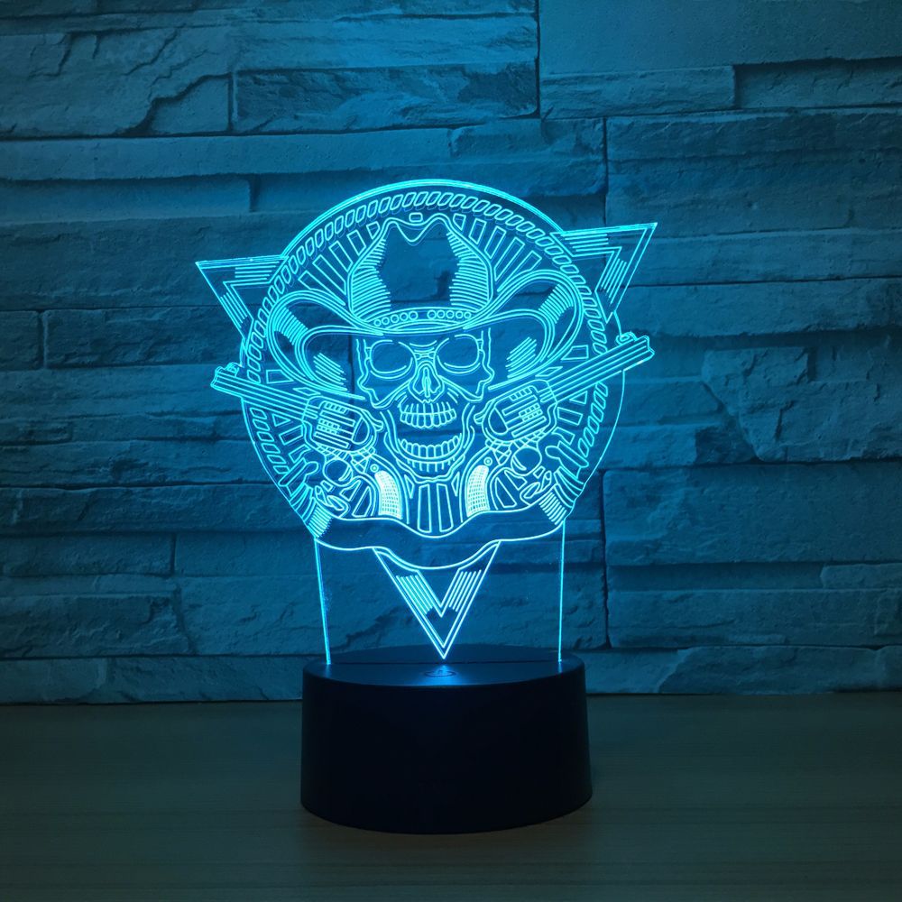 Skull 3d Light FixturesColorful Touch Acrylic Led Night Light 7 color change 3D Lamp