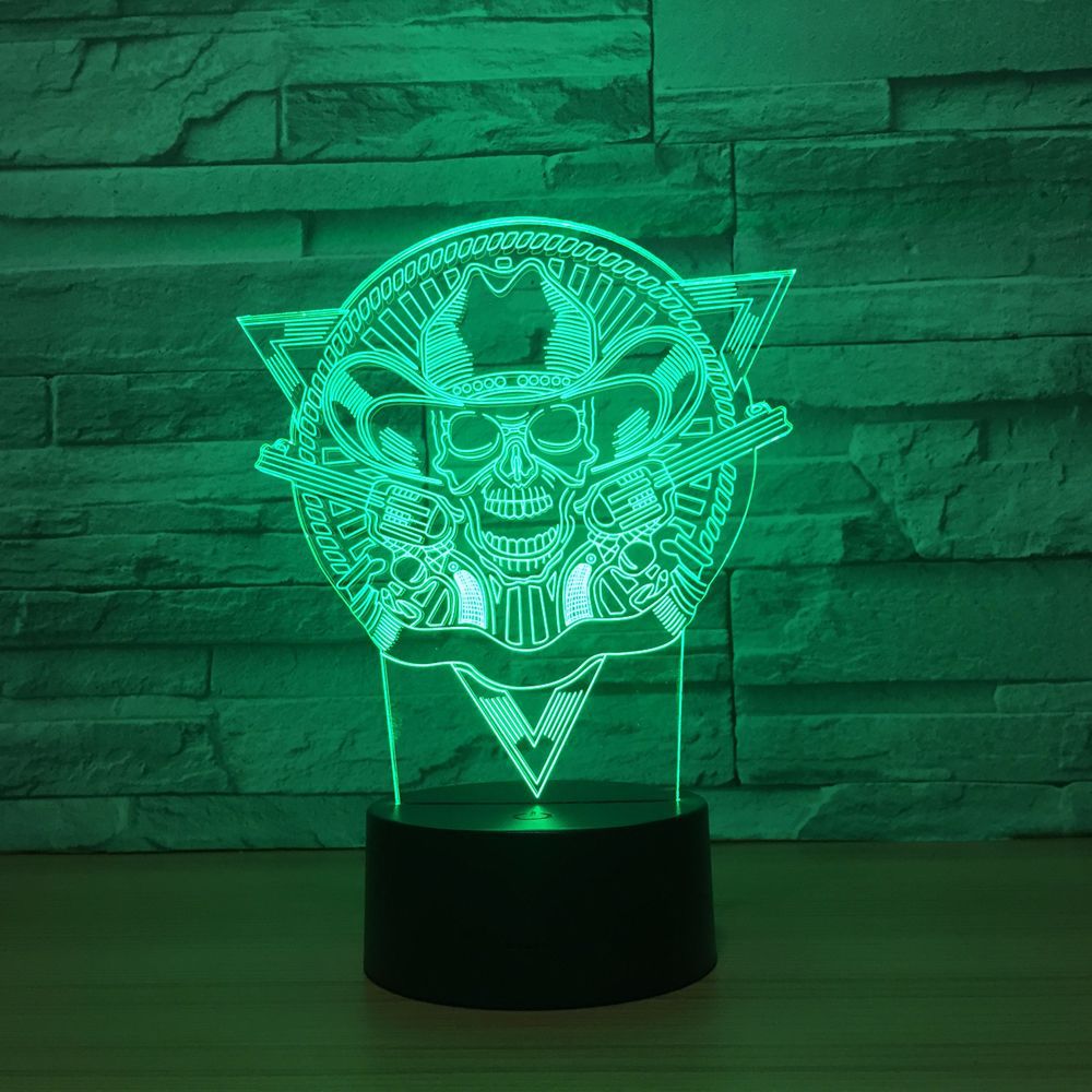 Skull 3d Light FixturesColorful Touch Acrylic Led Night Light 7 color change 3D Lamp