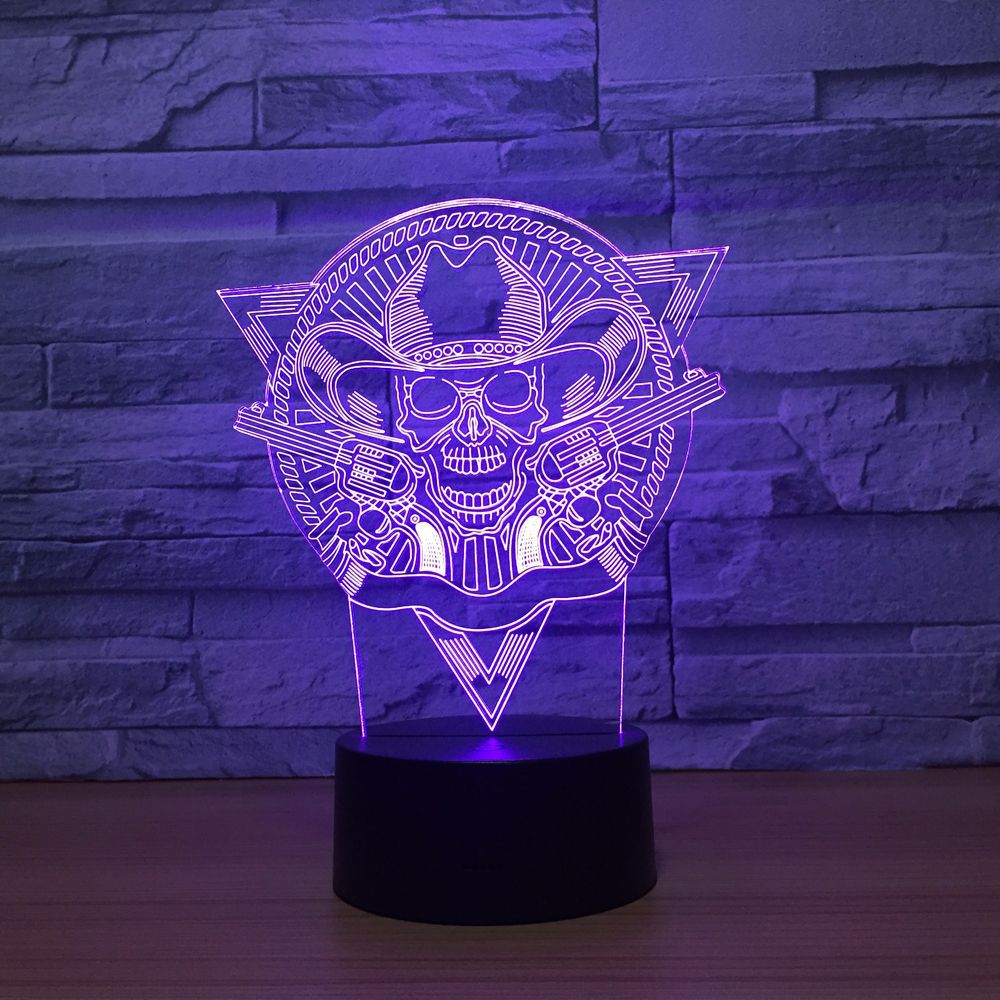 Skull 3d Light FixturesColorful Touch Acrylic Led Night Light 7 color change 3D Lamp