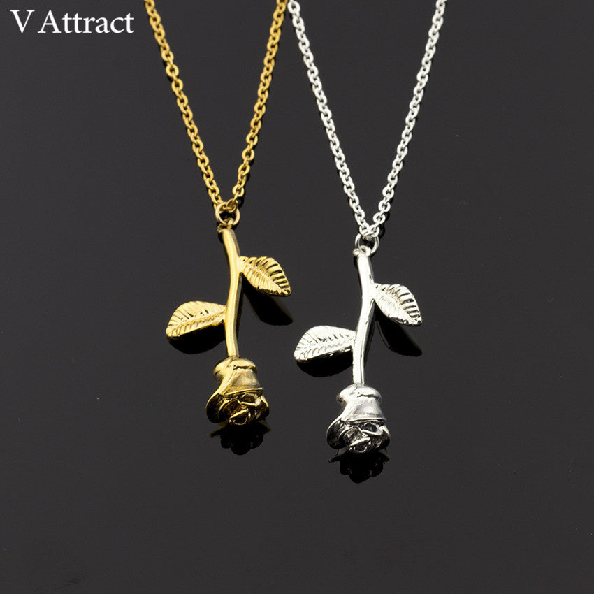 Attract Femme Collier Pink Gold Rose Flower Statement Necklace Women Maxi Choker Boho Jewelry Graduation Gift Kolye