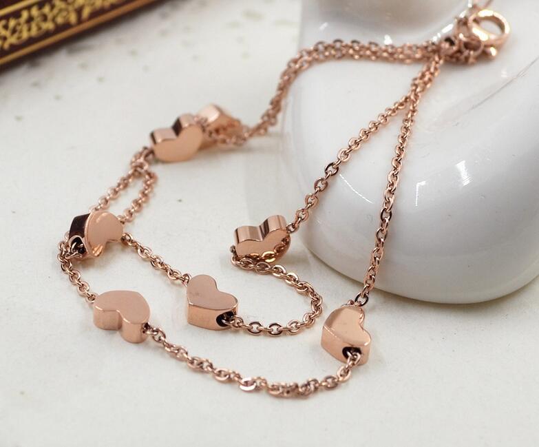 HOT SELL Lover Heart Anklet Foot Jewelry Rose Gold Titanium Steel Fashion Foot Chain Jewelry for Women Wholesale Price