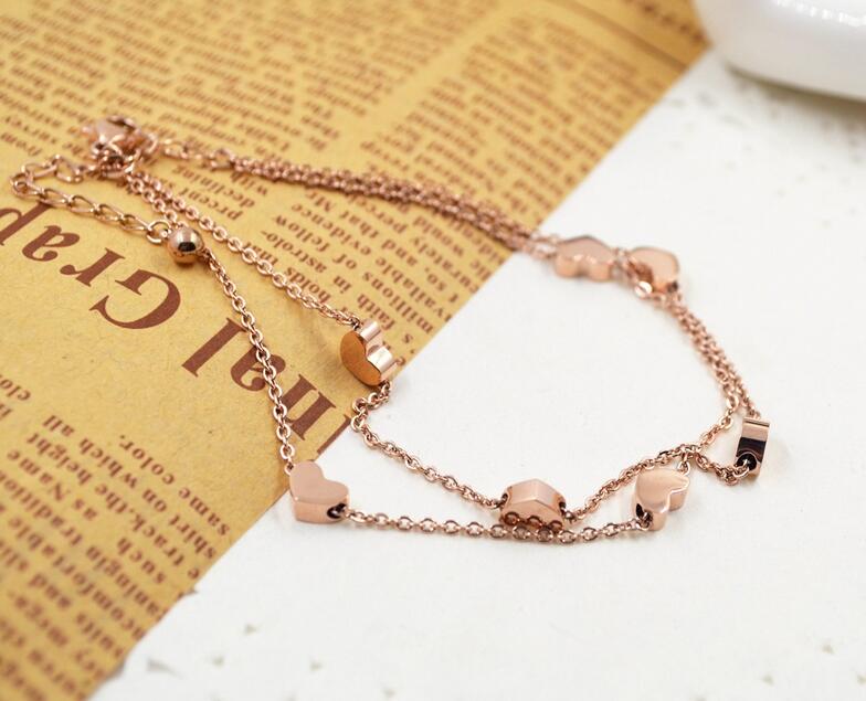 HOT SELL Lover Heart Anklet Foot Jewelry Rose Gold Titanium Steel Fashion Foot Chain Jewelry for Women Wholesale Price