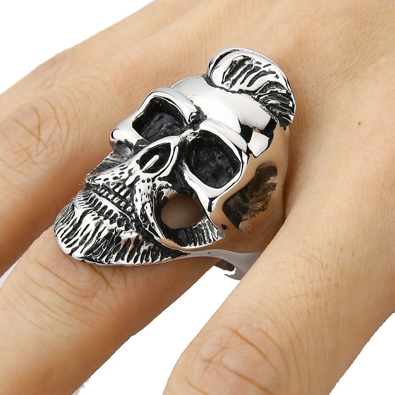 Valily Jewelry Mens Large Gothic Skull Biker Ring
